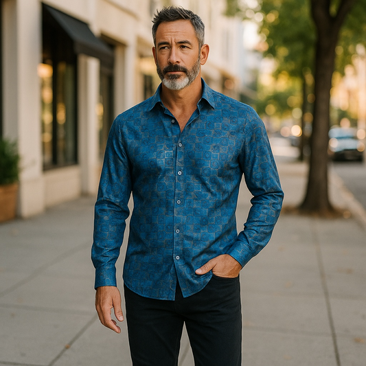 Teal Casual Long-Sleeve Shirt